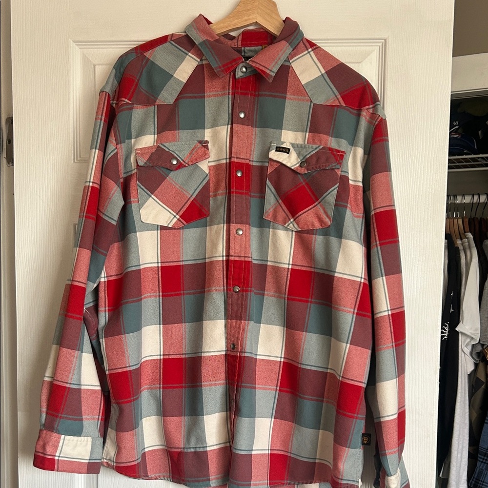 Howler Brothers Red and Gray Plaid Shirt